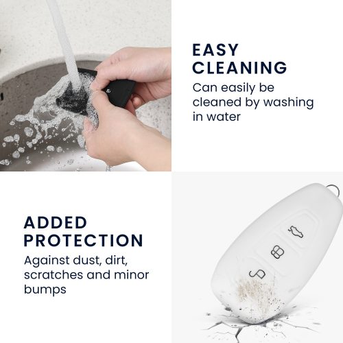 Κάλυμμα κλειδιού αυτοκινήτου για Ford - 3 κουμπιά - Keyless Go, Silicone, White, 44708.04