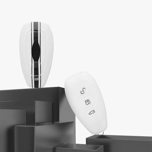 Κάλυμμα κλειδιού αυτοκινήτου για Ford - 3 κουμπιά - Keyless Go, Silicone, White, 44708.04