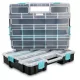 Set 2 organizatoare piese Navaris, 37.5x29x13.4 cm, separatoare reglabile, cleme, negru, plastic