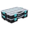 Set 2 organizatoare piese Navaris, 37.5x29x13.4 cm, separatoare reglabile, cleme, negru, plastic