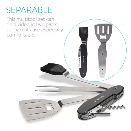 Σετ σκευών μπάρμπεκιου από ανοξείδωτο χάλυβα Navaris, 5 εργαλείων, 46478.01