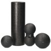 Set masaj Navaris, 4 piese, roller 30x10 cm + bile 8/10 cm + peanut 16x8 cm, spuma EPP, negru, spuma