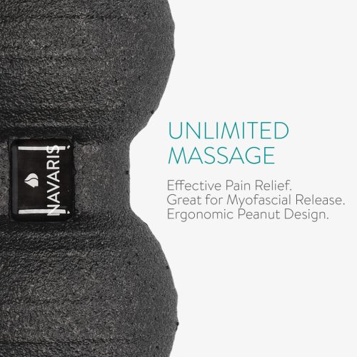 Set masaj Navaris, 4 piese, roller 30x10 cm + bile 8/10 cm + peanut 16x8 cm, spuma EPP, negru, spuma