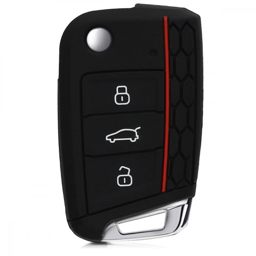 Κάλυμμα κλειδιού αυτοκινήτου για VW - 3 κουμπιά, σιλικόνη, μαύρο, 42888.25