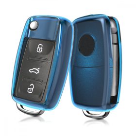   Κάλυμμα κλειδιού αυτοκινήτου για VW / Skoda / Κάθισμα - 2-3 Κουμπιά, Σιλικόνη, Μπλε, 47188.04