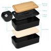 Σετ μεσημεριανό κουτί Bento Box 2x με μαχαιροπίρουνα και καπάκι από μπαμπού, 47407.01.01