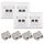 Σετ 4 διπλών πριζών δικτύου RJ45 10G με 8 βύσματα CAT 6A, Kwmobile, White, Metal, 45360.03