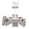 Σετ 4 διπλών πριζών δικτύου RJ45 10G με 8 βύσματα CAT 6A, Kwmobile, White, Metal, 45360.03