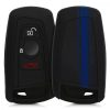 Θήκη κλειδιού αυτοκινήτου για BMW - 3 κουμπιά - Keyless Go, kwmobile, Silicone, Black / Blue, 41730.29