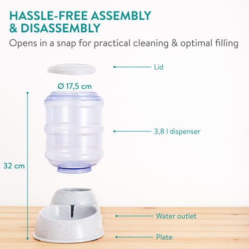 Σετ 1x αυτόματου διανομέα φαγητού και 1x αυτόματου διανομέα νερού για σκύλους/γάτες, Λευκό, 3,8l, 48332,22