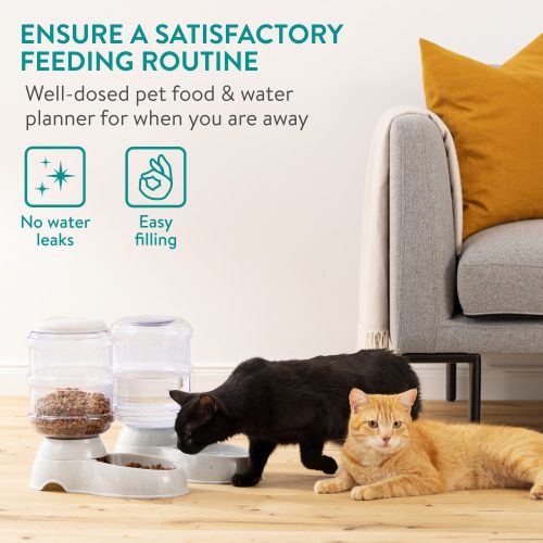 Σετ 1x αυτόματου διανομέα φαγητού και 1x αυτόματου διανομέα νερού για σκύλους/γάτες, Λευκό, 3,8l, 48332,22