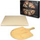 Σετ Pizza Stone 30 x 38 cm και Bamboo Pizza Shovel, Beige, Navaris, 48593.01