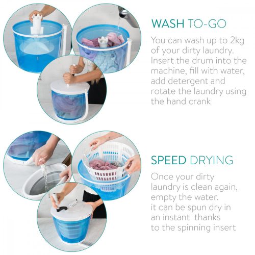 Μίνι πλυντήριο ρούχων Navaris με στεγνωτήριο για κάμπινγκ, 2 κιλά, 48623.01