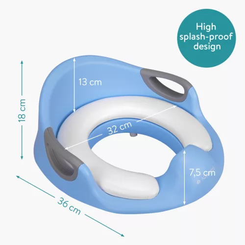 Reductor toaleta copii Navaris, cu capac si manere, 36x32x18 cm, albastru, polipropilena/PVC
