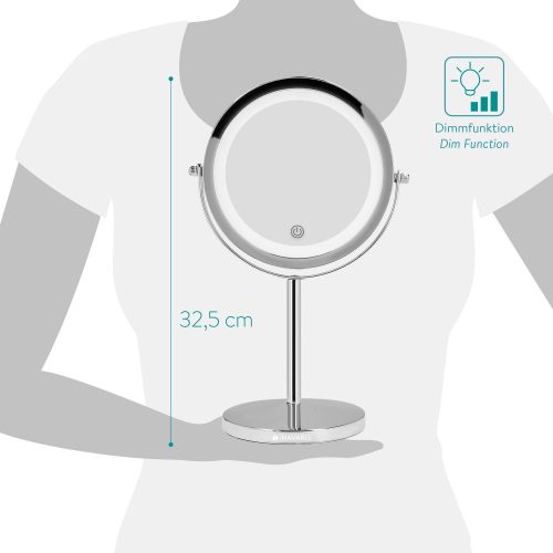 Καθρέφτης καλλυντικών με βάση, φωτισμός LED, ρυθμιζόμενος αισθητήρας αφής, μεγέθυνση 5x, ρυθμιζόμενος 360 °, 48930,42