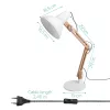 Lampa de masa Navaris, birou din lemn, 38 cm, design minimalist, alba, lumina ambientala, alb, lemn