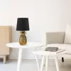 Lampa de masa Navaris, design ananas, 35 cm, gold/black, negru, sticla/ceramica/metal