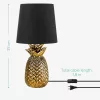 Lampa de masa Navaris, design ananas, 35 cm, gold/black, negru, sticla/ceramica/metal