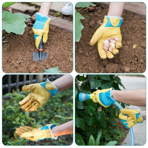 Γάντια κηπουρικής Navaris από φυσικό δέρμα, μέγεθος L, ύφασμα 3D, 49175.3