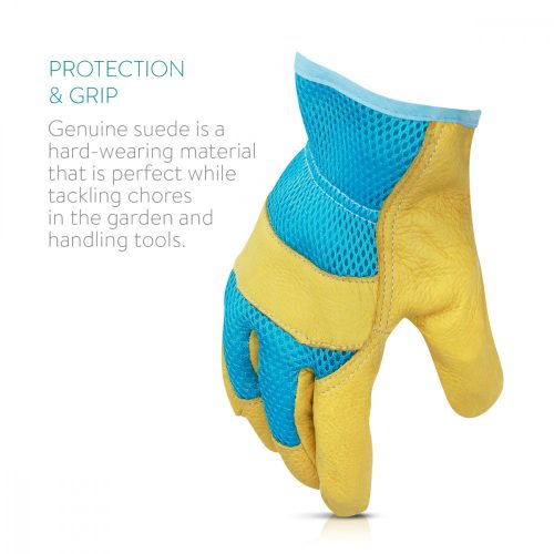 Γάντια κηπουρικής Navaris από φυσικό δέρμα, μέγεθος XL, ύφασμα 3D, 49175.4