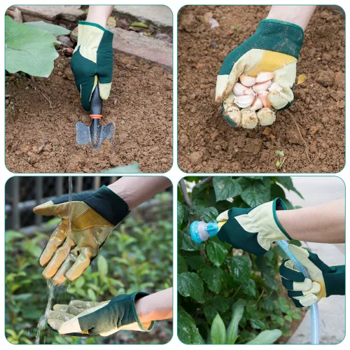 Navaris Suede Gardening Gloves, Size M, Spandex Fabric, 49174.02