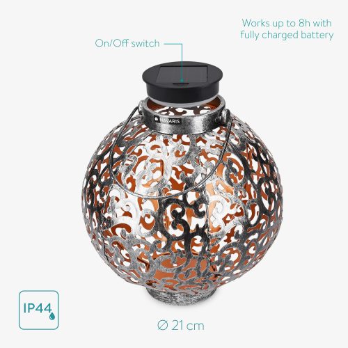 Ηλιακό φωτιστικό εξωτερικού χώρου Navaris, φωτισμός LED, Στρογγυλό 21 cm, 49370.01