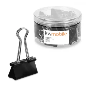   Σετ 50 κλιπ εγγράφων 25 mm, Kwmobile, Μαύρο, Μεταλλικό, 49442.03