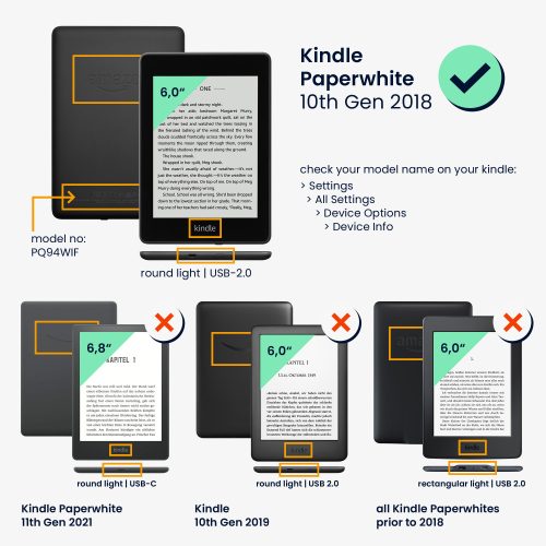 Θήκη για Kindle Paperwhite 10, Οικολογικό δέρμα, Γκρι, 48975.03