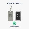 Θήκη κλειδιού αυτοκινήτου για Renault / Dacia - 4 κουμπιά - Keyless Go, Nubuck Leather, Γκρι, 48565.07