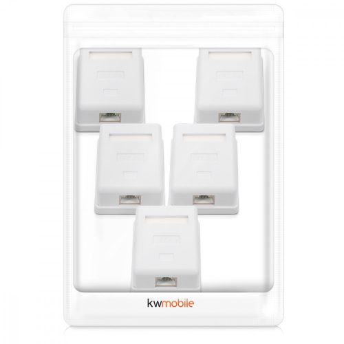 Σετ 5 υποδοχών δικτύου RJ45 για καλώδιο Ethernet CAT6A, Kwmobile, White, Metal, 50059.01.01