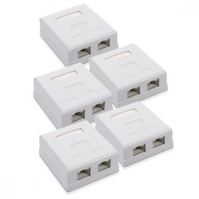   Σετ 5 διπλών υποδοχών δικτύου RJ45 για καλώδιο Ethernet CAT6A, Kwmobile, White, Metal, 50059.02.01
