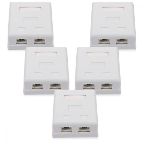 Σετ 5 διπλών υποδοχών δικτύου RJ45 για καλώδιο Ethernet CAT6A, Kwmobile, White, Metal, 50059.02.01