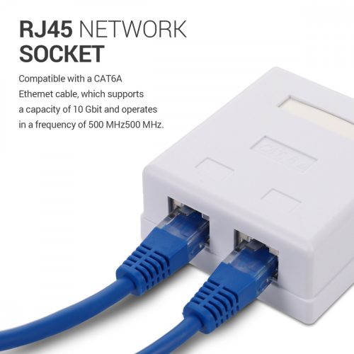 Σετ 5 διπλών υποδοχών δικτύου RJ45 για καλώδιο Ethernet CAT6A, Kwmobile, White, Metal, 50059.02.01