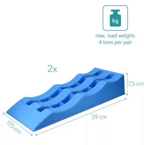 Set 2 rampe nivelare Navaris, pana la 4 tone, 59x17.5x7.5 cm, negru, polipropilena