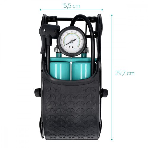 Αντλία ποδιού με διπλό κύλινδρο και μανόμετρο Navaris, 101 PSI, 3 αντάπτορες, 50238.01