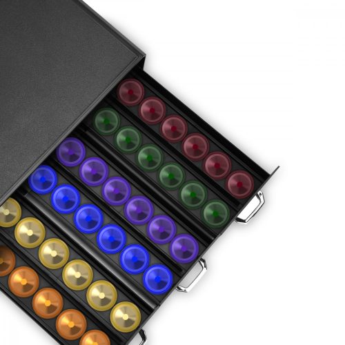 Θήκη για κάψουλες καφέ Navaris με 3 συρτάρια, Universal, 48 κάψουλες, Μαύρο, 47364.02