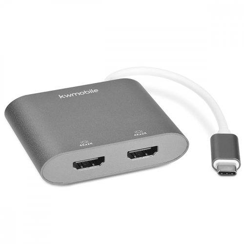 Προσαρμογέας USB-C για διπλό HDMI 4k 30Hz, Kwmobile, Silver, Metal, 50604.01