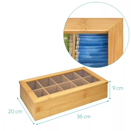 Κουτί τσαγιού 10 θέσεων Navaris, 36 x 20 x 9 cm, 50860,01