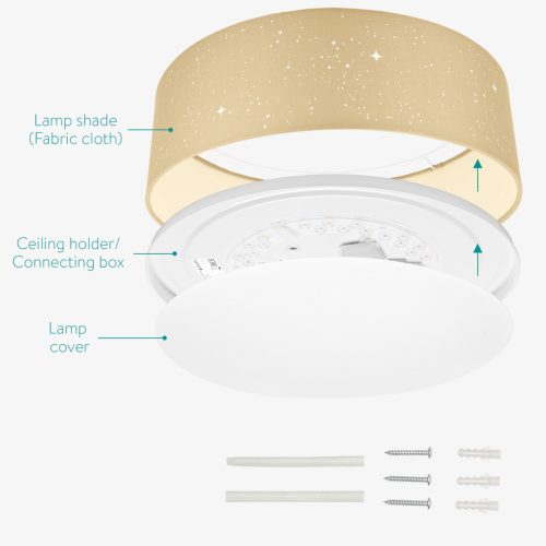 Plafoniera LED Navaris, efect de stele, diam. 40 cm, 22 W, 25.000 h, alb, plastic/metal