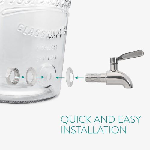 Δοχείο ποτών με βρύση και καπάκι με κλιπ Navaris, 8 L, 51379.01