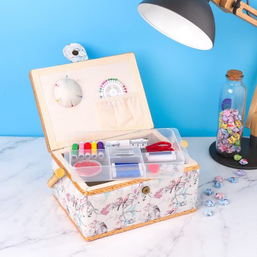 Σετ ξύλινο κουτί ραπτικής Navaris και 36 αξεσουάρ, 24,5 x 17,5 x 12,5 cm, 49047,02