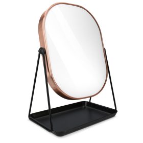   Oglinda cosmetica Navaris cu tava pentru bijuterii, 20.5x13.3x28 cm, cadru metalic, negru, sticla/metal