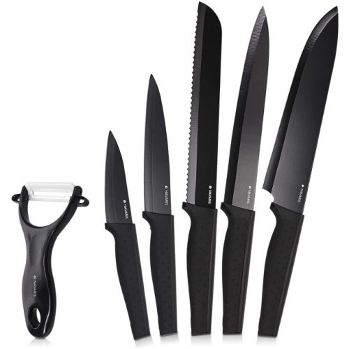 Navaris σετ μαχαιριών κουζίνας από ανοξείδωτο ατσάλι 5 τεμαχίων, 1 κεραμικό μαχαίρι, Μαύρο, 48366.06.02