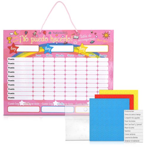 Πίνακας εργασιών/επιβράβευσης για παιδιά, 250 μαγνήτες, 40 x 32 cm, Ισπανική γλώσσα, 48146.09