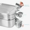 Cutie alimentara Navaris 2 in 1, din otel inoxidabil, 800+600 ml, cu saculet, argintiu, 50788.03