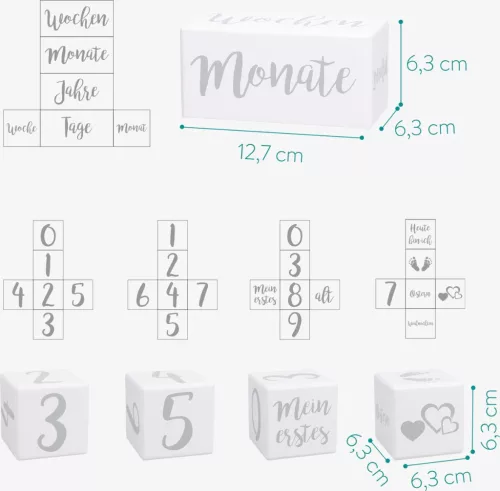 Σετ 5 Navaris Age Blocks για μωρά, γερμανική γλώσσα, ανοιχτό γκρι, 52325.01