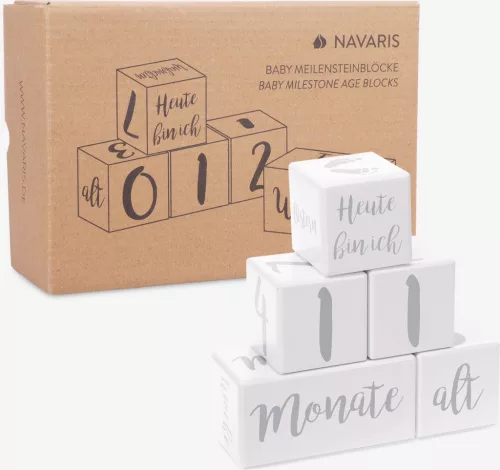 Σετ 5 Navaris Age Blocks για μωρά, γερμανική γλώσσα, ανοιχτό γκρι, 52325.01