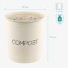 Cos de compost metalic Navaris, 3 L, capac cu filtru, 3 filtre incluse, pentru bucatarie, crem, metal