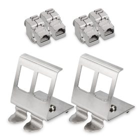   Σετ 4 βυσμάτων 10 Gbit CAT6A με 2 στηρίγματα για καλώδια Ethernet RJ45, Kwmobile, Silver, Metal, 47697.02