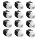 Σετ 12 βυσμάτων CAT6 1 Gbit για καλώδια Ethernet RJ45, Kwmobile, Black/White, Plastic, 52518.12